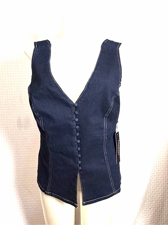 Emerson Lang Jackets & Blazers - Emerson Lang Dark Denim Vest Stretch Western Boho Festival Fitted Size M NEW
